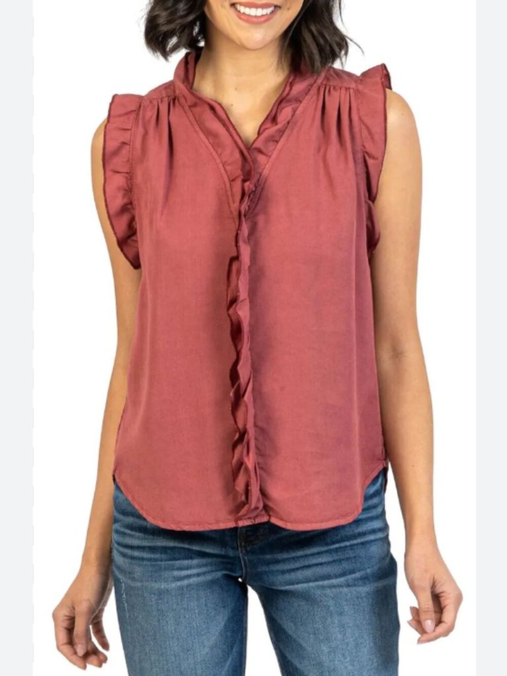 Kut From the Kloth Pink Kennedy Ruffle Sleeveless Blouse M